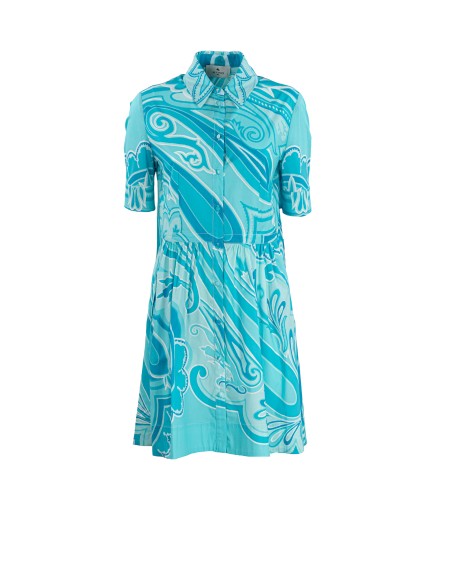 Shop ETRO  Abito: Etro abito chemisier in cotone stretch decorato da una stampa con maxi motivi Paisley all over ton-sur-ton.
Gonna svasata.
Regular fit.
Colletto a camicia.
Maniche corte a palloncino.
Bottoni in tessuto.
Tasche laterali.
Composizione: 97% cotone, 3% elastan.
Made in Italy.. 12312 4565-0255